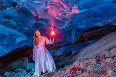 alaska ice cave with flare